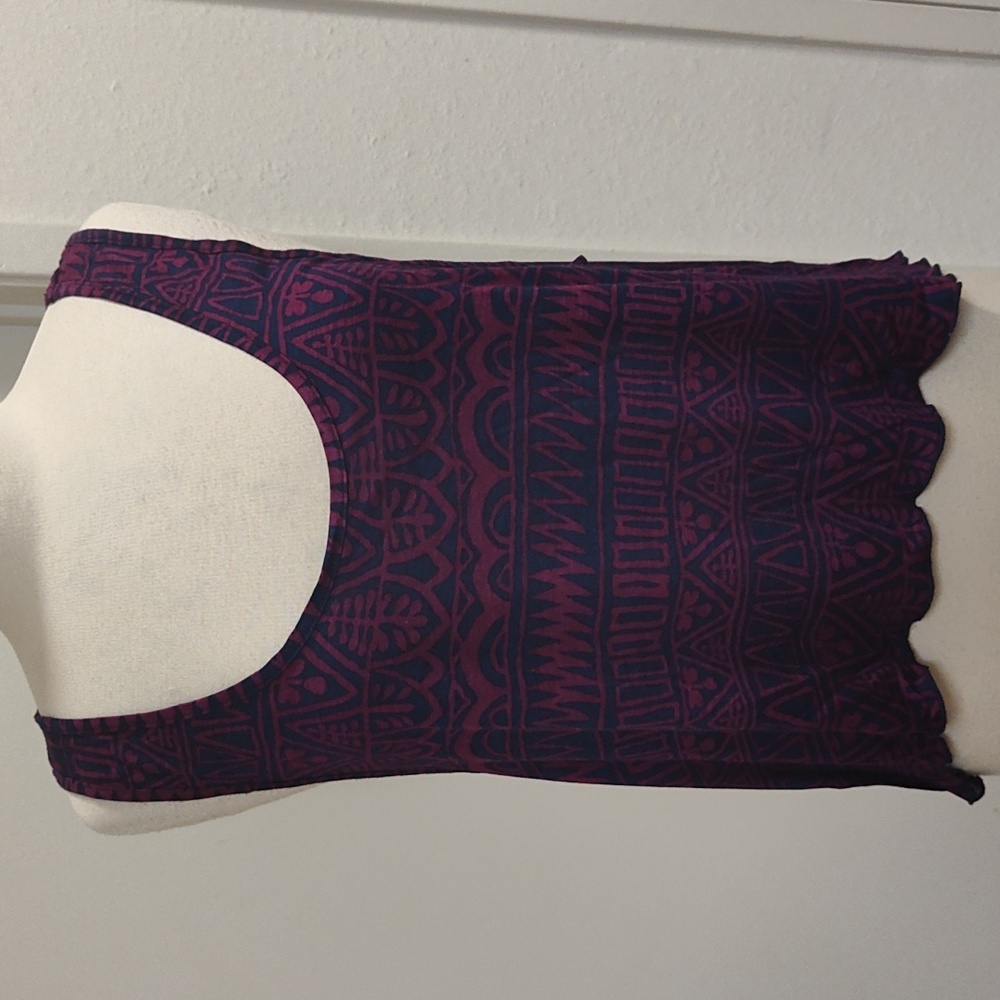 Joppa Purple Blue Geo Print Crop Top L